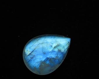 5.A - High Quality Rainbow Moonstone Smooth Pear Briolett Focal - Full Flashy Fire Huge Size - 25x34 mm Drilled