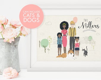 Custom Family Illustration, Digital Custom Family Portrait, Family Portrait, Custom Family Portrait, Custom Illustrated Family Art Print