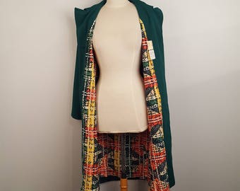 Dark Emerald Green Midi Coat 70s vintage NWT size 18 XL