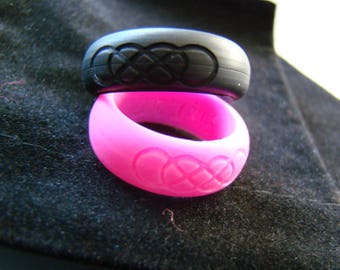 Custom Engraved Personalized Silicone Ring Wedding Infinity Symbol Set of 2 Crossfit Bands