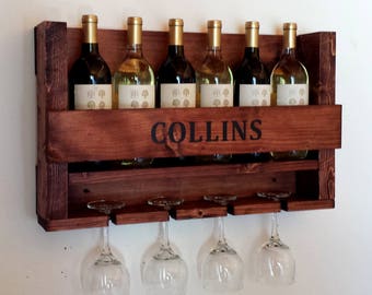 Wine Rack, Wine Rack Wall Mounted, Personalized Wine Rack, Rustic Wine Rack, Wedding Gift Wine Rack, Handmade Wine Rack, Wall Decor