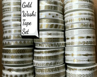 51 rolls Gold Washi Tape Set Basic Slim Washi Tape Thin Washi Deco Tape Feather Cute Washi Tapes Scrapbooking Planner Tape Border Arrow