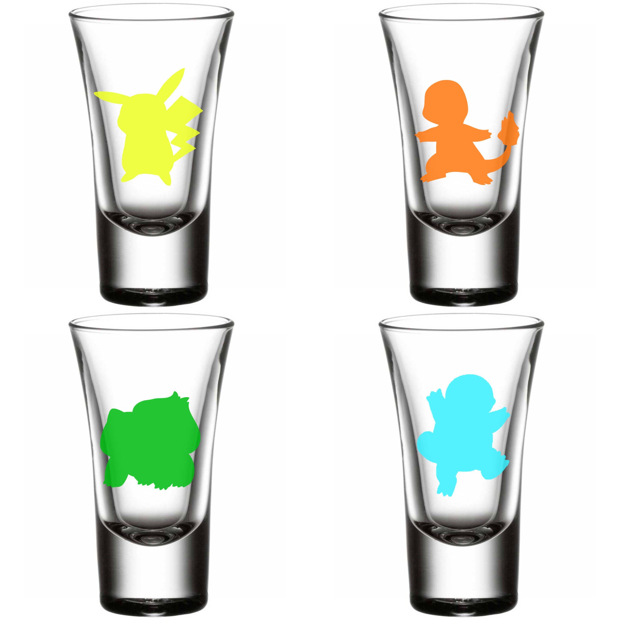 Pokemon Shot Glasses Pikachu Charmander Bulbasaur
