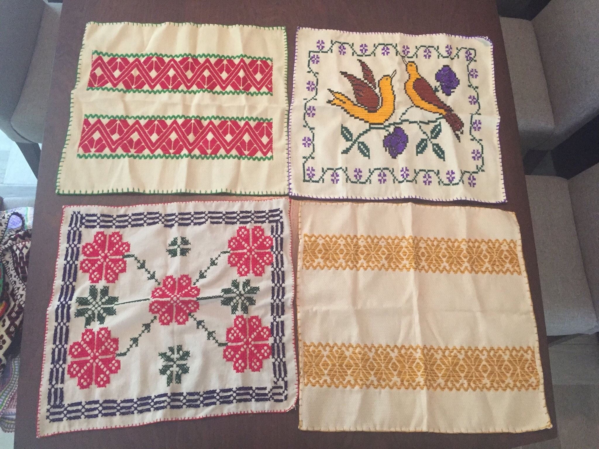 Hand Embroidered Square placemat 20