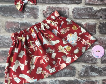 Alice in wonderland skirt/ Alice in Wonderland baby/ vintage style skirt/ Alice in Wonderland clothes/ birthday party skirt/ tea party skirt