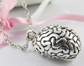 3D Super Brain Zombie Brain Sweater Necklace Charm Pendant Chain Necklace 75cm