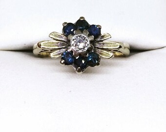 Vintage 18ct Gold Sapphire & Diamond Ring