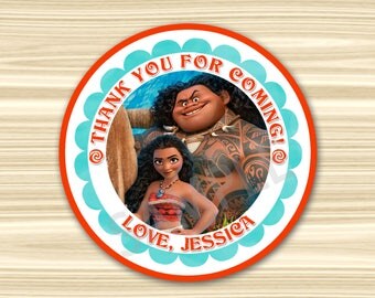 Moana Favor Tag. Moana Thank You Sticker. Moana Thank You Tag. Vaiana Favor Tag. Vaiana Sticker. Diy Moana Birthday Party. 2.5 inch Circle.