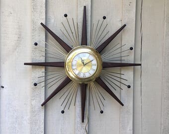 Vintage 1960's United Starburst Electric Wall Clock