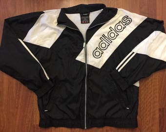 black and white adidas windbreaker jacket