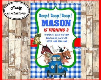 Little Blue Truck Invitation, printable Little Blue Truck Birthday Invitation, Little Blue Truck invitation