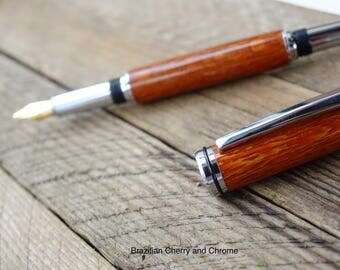 CUSTOM FOUNTAIN PEN- Customizable Hand Carved Fountain Pen - Wood or Acrylic