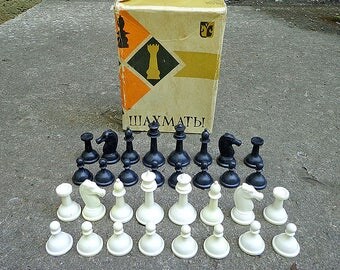 Small vintage plastic chess pieces chessmen USSR