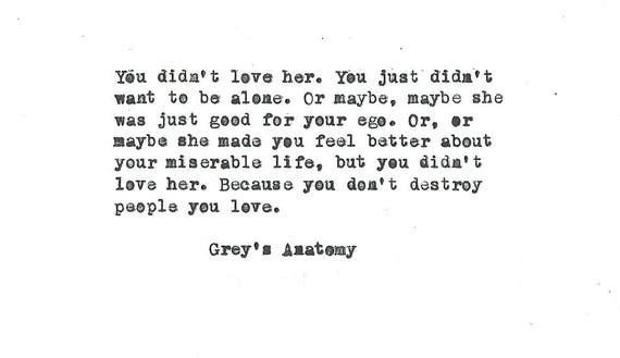 Grey's Anatomy You Didn't Love Her hand typed vintage