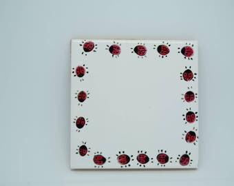 Ceramic coaster painted by hand