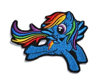 Rainbow Dash Embroidered Applique, My Little Pony Rainbow Dash Iron On Patch, My Little Pony Applique Embroidered, Sew on patches