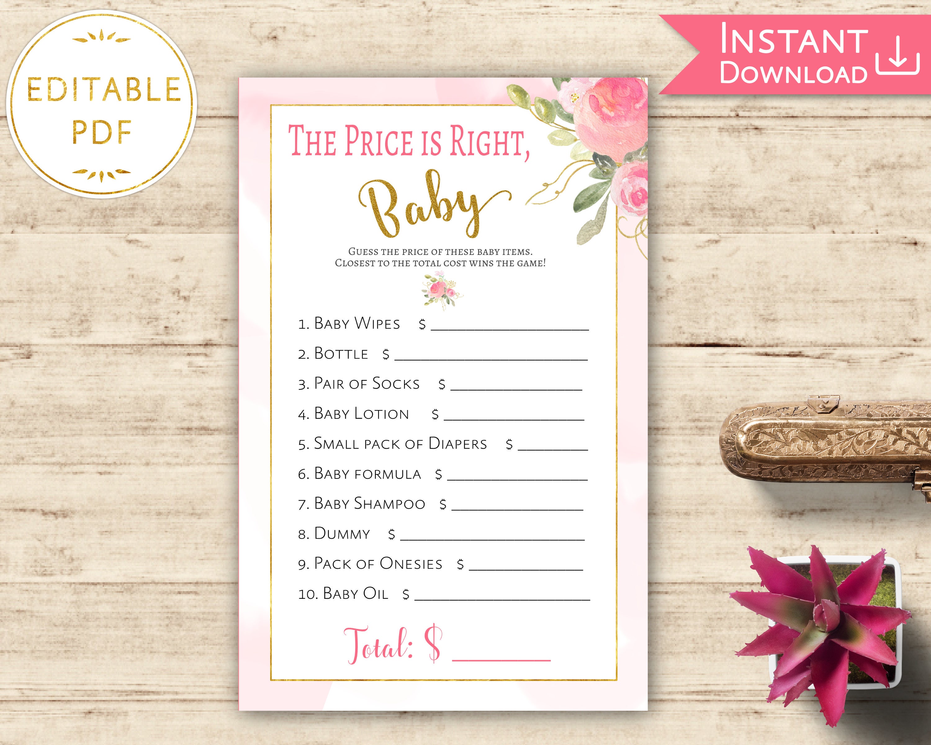 The Price is Right Editable PDF Baby Shower Game Printable