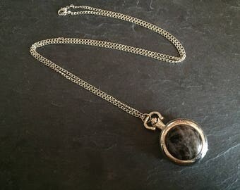 Necklace with smoky Quartz pocket watch.