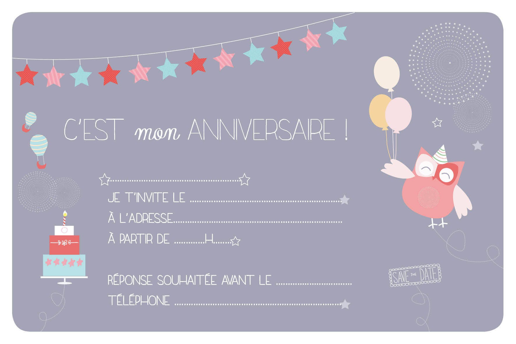 8 Invitations d'anniversaire pour petite fille