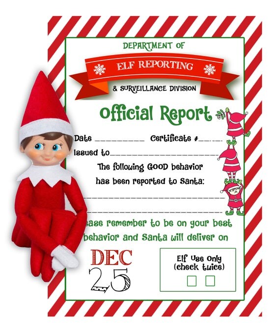 Elf On The Shelf Report Naughty Or Nice Kids Christmas