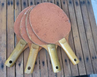 Vintage Retro Sandpaper Table Tennis Ping Pong Paddles