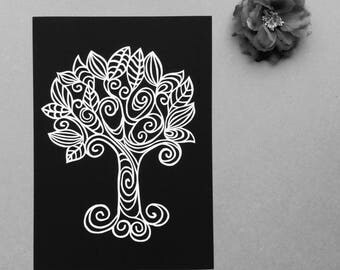 Swirly Whirly Tree Papercut *handcut*