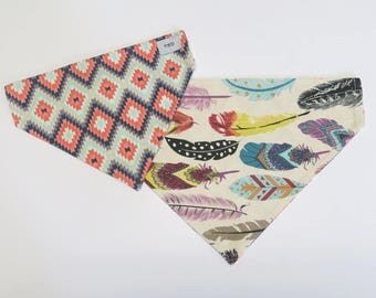 Reversible Dog Bandana | Sunlit Diamonds + Coloured Feathers