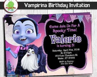 Download Nuevo Invitación de cumpleaños de luna Vampirina DIGITAL