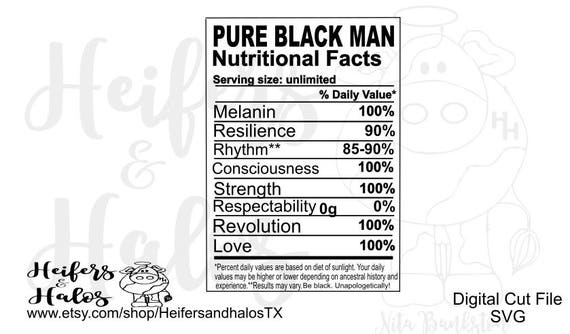 Download Pure Black Man Nutritional Facts cut file svg pdf png eps