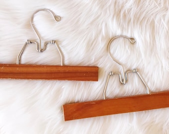 Set of 2 Vintage Wood Pant Hangers / Wooden Skirt Hanger / Bottom Hanger / Textile Hanger /