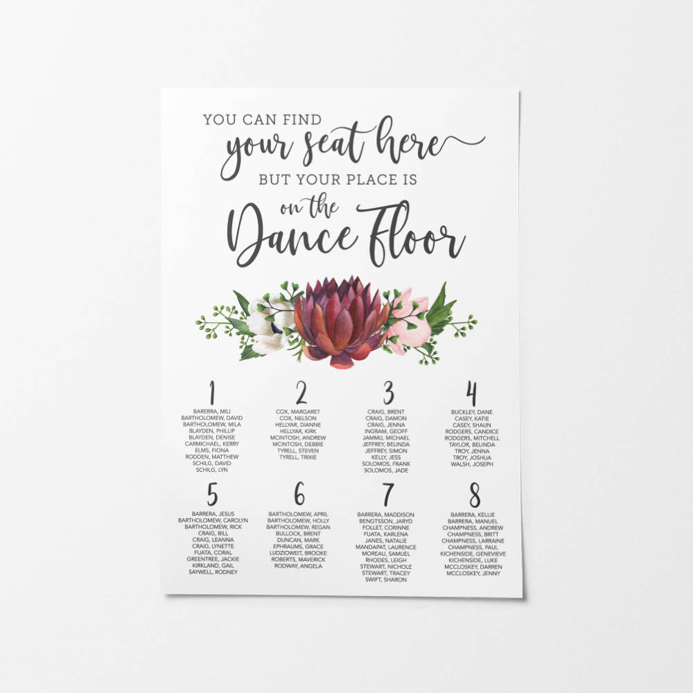 printable wedding seating chart