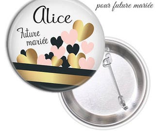 1 large model 75mm bride badge.. .personnalisable name date @3
