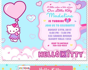 Hello Kitty Invitation, Hello Kitty Party, Hello Kitty Invite, Hello Kitty Birthday, Hello Kitty Birthday Invitation, Hello Kitty Printable