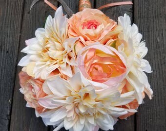 Peach Garden Rose Boutonniere peach bouquet | etsy Peach Garden Rose Boutonniere peach bouquet | etsy