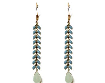 serpentine bead and khaki sioux earrings