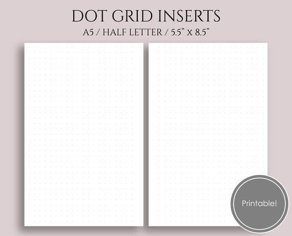 Dot Grid Dotted Filler Paper Printable Planner Inserts A5 Dot Grid Dotted Filler Paper Printable Planner Inserts A5