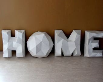 Home Letters, PDF Template, Polimind, Papercraft letters, Home Decoration, Letters 3D, Polygons, Wall letters, Letters, Word Art, 3D Word