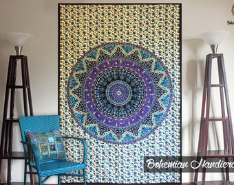 Wall Tapestries Bohemian Tapestry Boho Decor Wall Art Mandala Dorm Room Decor Gypsy Bed Cover Blue Wall Hanging Yoga Tapestry Hippie Decor
