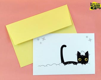 Funny Cat Christmas Holiday Cards Set, Greeting Card & Note Cards Set, Thank You Cards Set