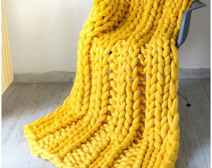 Knitted blanket. Large merino blanket. Plaid. Big yarn blanket