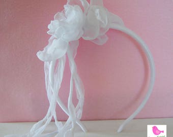 "Mild" organza and tulle Headband white
