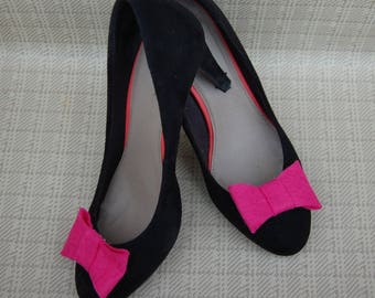 Vintage Inspired Bow Shoe Clips Black, Red, Green or Pink// Rockabilly Shoe Decoration
