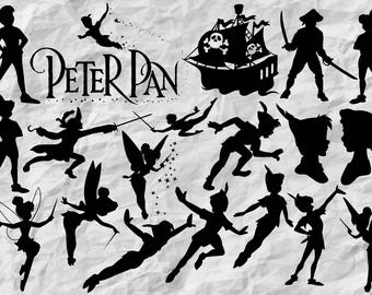 18 Peter Pan Silhouettes | Peter Pan SVG cut files | Peter Pan cliparts | digital files | vectors | printable | wall print | prints