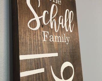 Family Growth Chart Ruler, Rustic, Personalized, (Kids Growth Chart, Wood Ruler Chart, Growth Chart, White Ruler, Stained Ruler