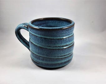 Handmade Caribbean blue pottery mug