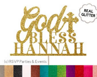 MORE COLOURS God Bless Cake Topper, Baptism Cake Topper, Communion Cake Topper, Confirmation Cake Topper, Holy Celebration Decor