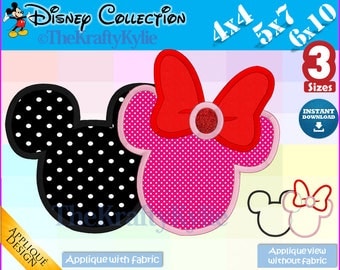 MINNIE Mickey APPLIQUE DESIGNS - 3 Sizes 4x4, 5x7, 6x10