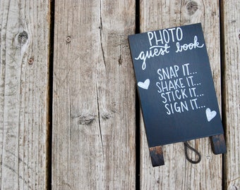 Photo Guest Book Sign - Wedding Guest Book Sign - Chalkboard Sign - Easel