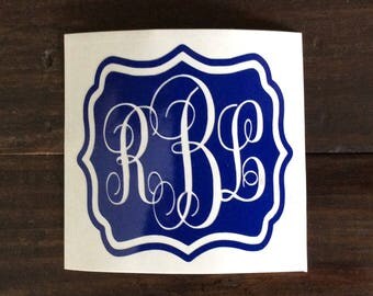 Vine Monogram Decal, YETI Decal for Women, RTIC Decal, Tumbler Decal, Yeti Monogram Stickers, Custom Vinyl Stickers, Vinyl Decals for Cups