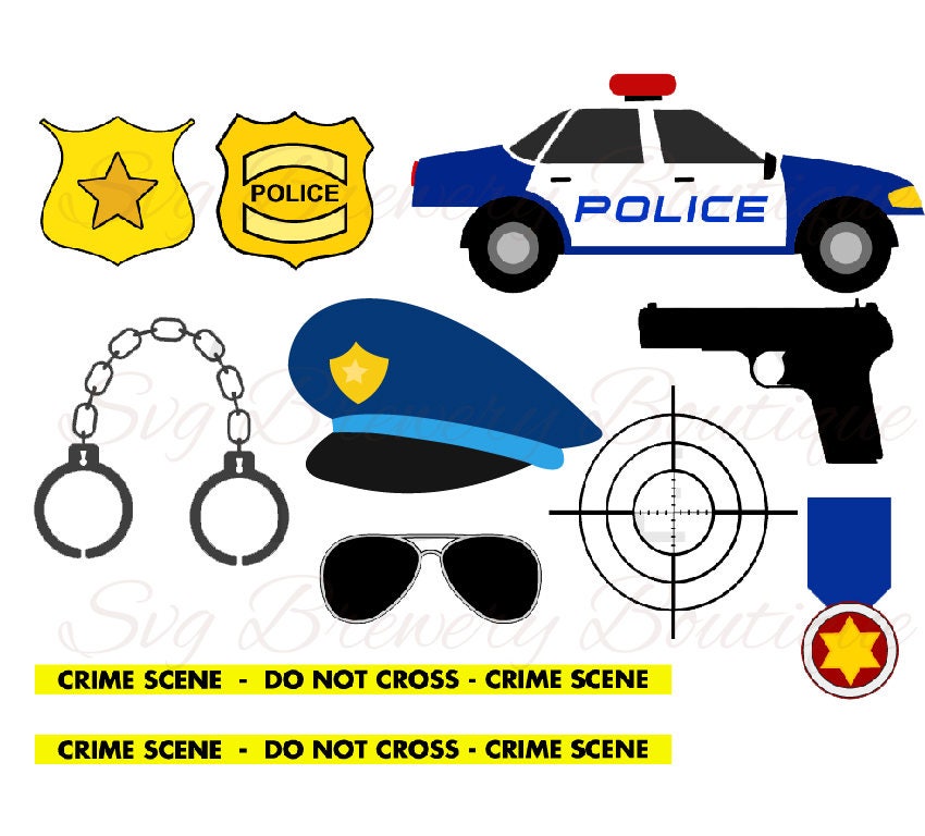 Download Police set, handcuffs, badge, gun, car SVG (layered), PNG ...